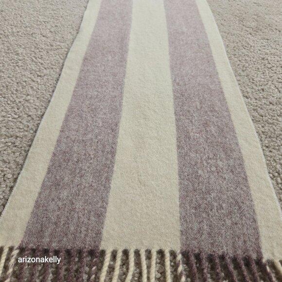 Wool Scarf Neutral Colors Stripe - Picture 7 of 13